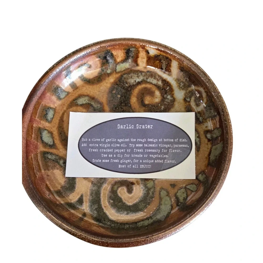 Studio Art Pottery Sarah Dudgeon‎ Garlic Grater Plate Wisconsin Handmade Swirl